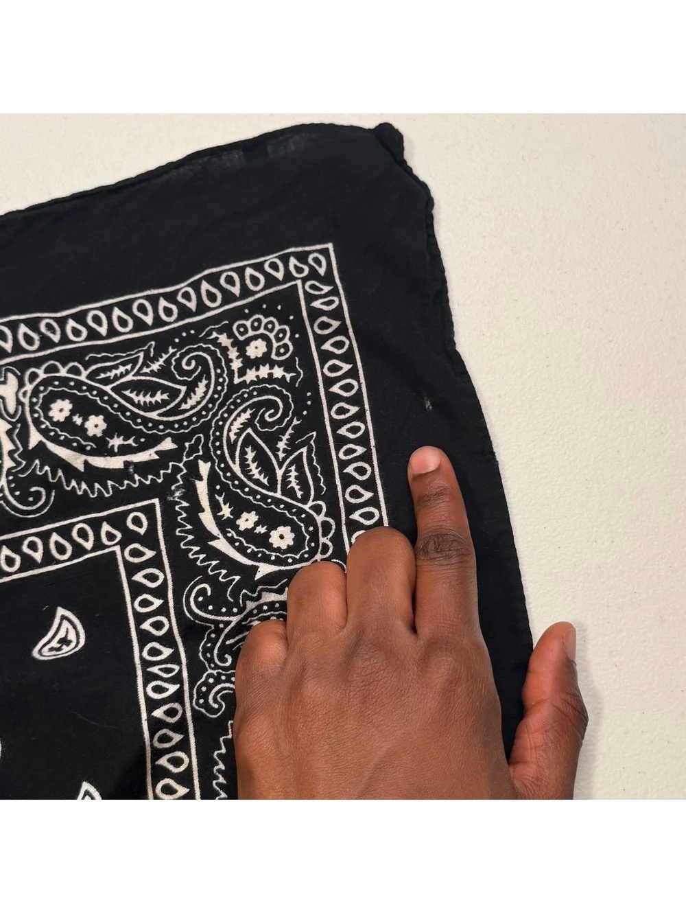 90s Black Paisley Bandana Scarf - 100% Cotton Biker Western Headwrap